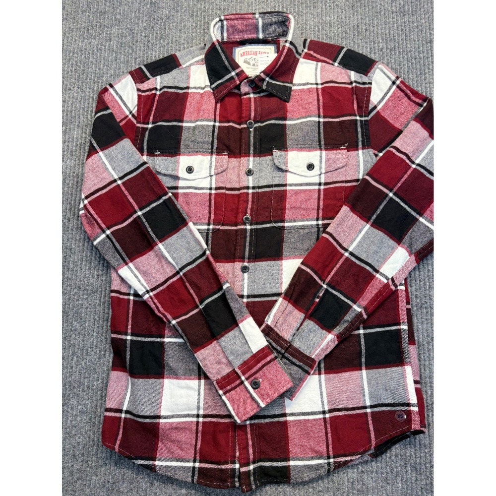 American Eagle Mens XS Plaid Flannel Shirt Red Black White Cotton NWT 2151-5610